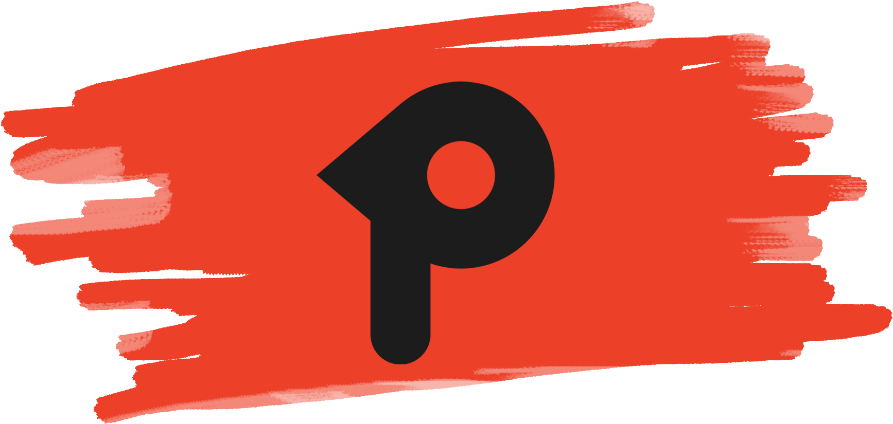 Pinpoint app logo with red scribble